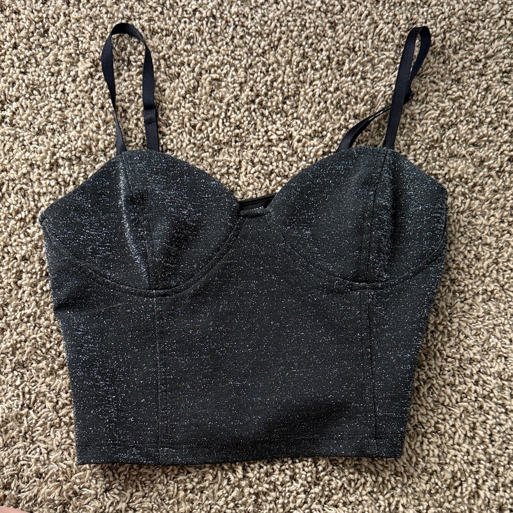 Black Glittery Women's Crop Top